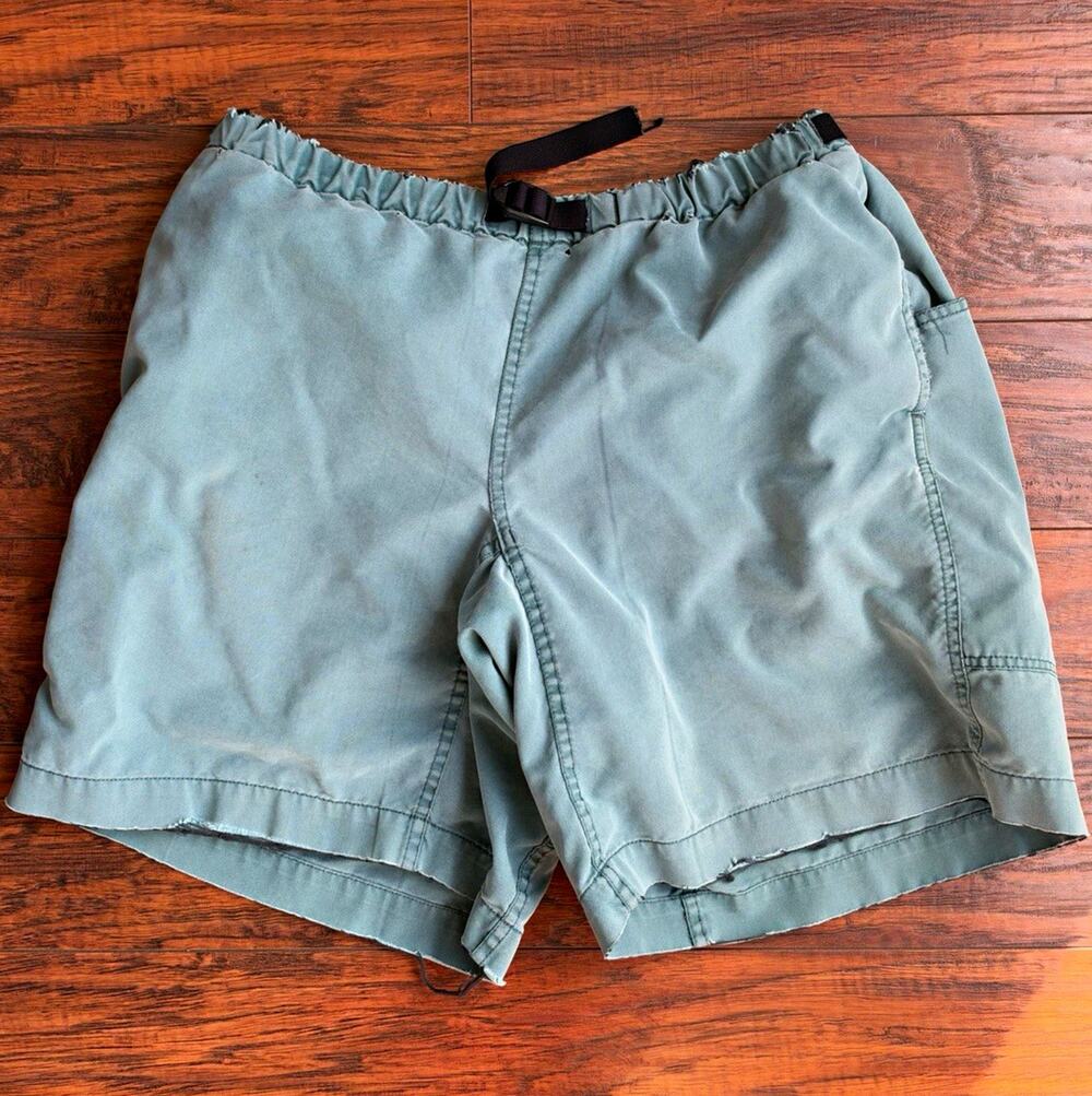 Vintage Early 90s Patagonia Belted River Shorts Distressed Mens Medium Green